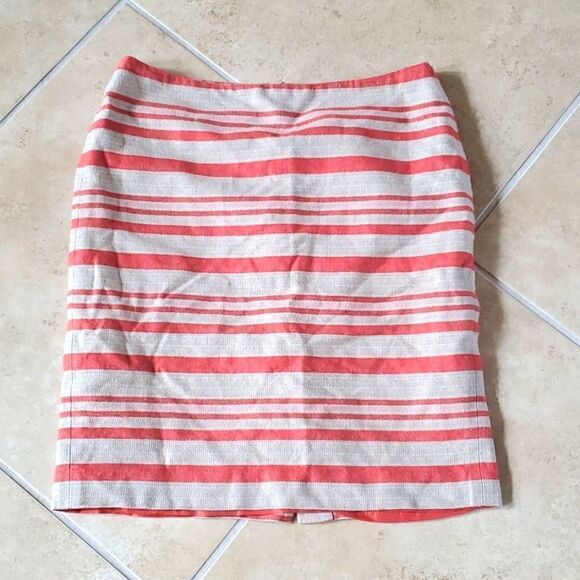 TALBOTS Khaki Striped Skirt - Size 6P - Picture 1 of 7